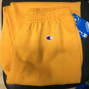 new champion gold yellow fleece sweat pants
